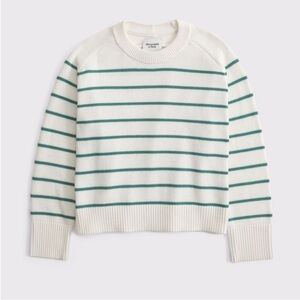 NWOT A&F Madeline Striped Cream and Green Women's Sweater